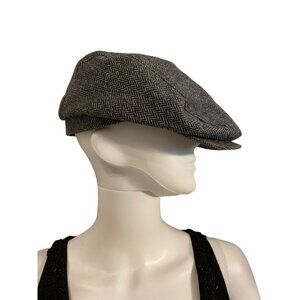 Dockers Herringbone Newsboy Cap 8" Across Wool Blend Black & Gray